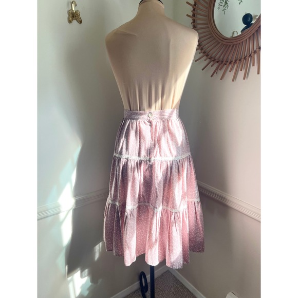 Vintage 70s Handmade Floral Ruffle Tiered Midi Skirt - Picture 4 of 6